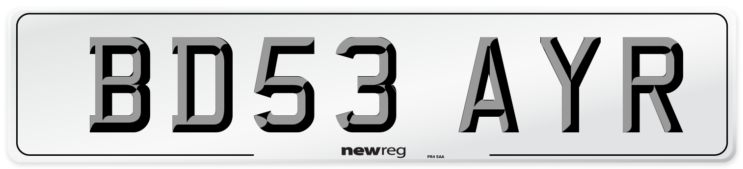 BD53 AYR Number Plate from New Reg